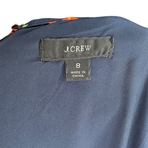 J.CREW Navy Blue Poppy Fields Flowy Tiered Midi Dress Women's Size 8 Midi Flower - Picture 7 of 10